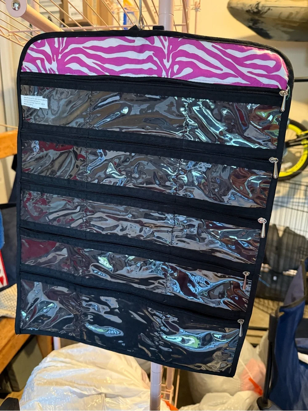 Over-the-Door Pink Zebra Print 2-sided Hanging Organizer